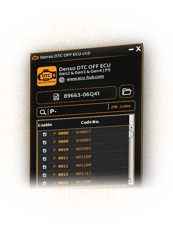 Denso DTC OFF ECU tool for removing selected diagnostic trouble codes from Denso ECU files