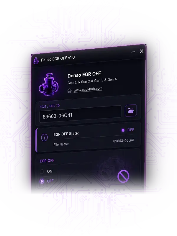 Denso EGR OFF Pro tool for disabling EGR function in supported Denso ECU files
